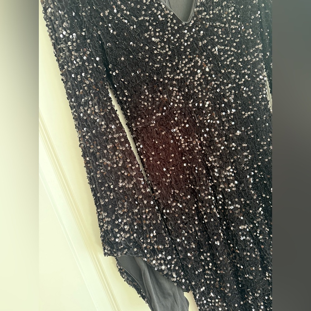 Fashion Nova Black Sequin Long Sleeve jumpsuit NWT - Picture 4 of 8
